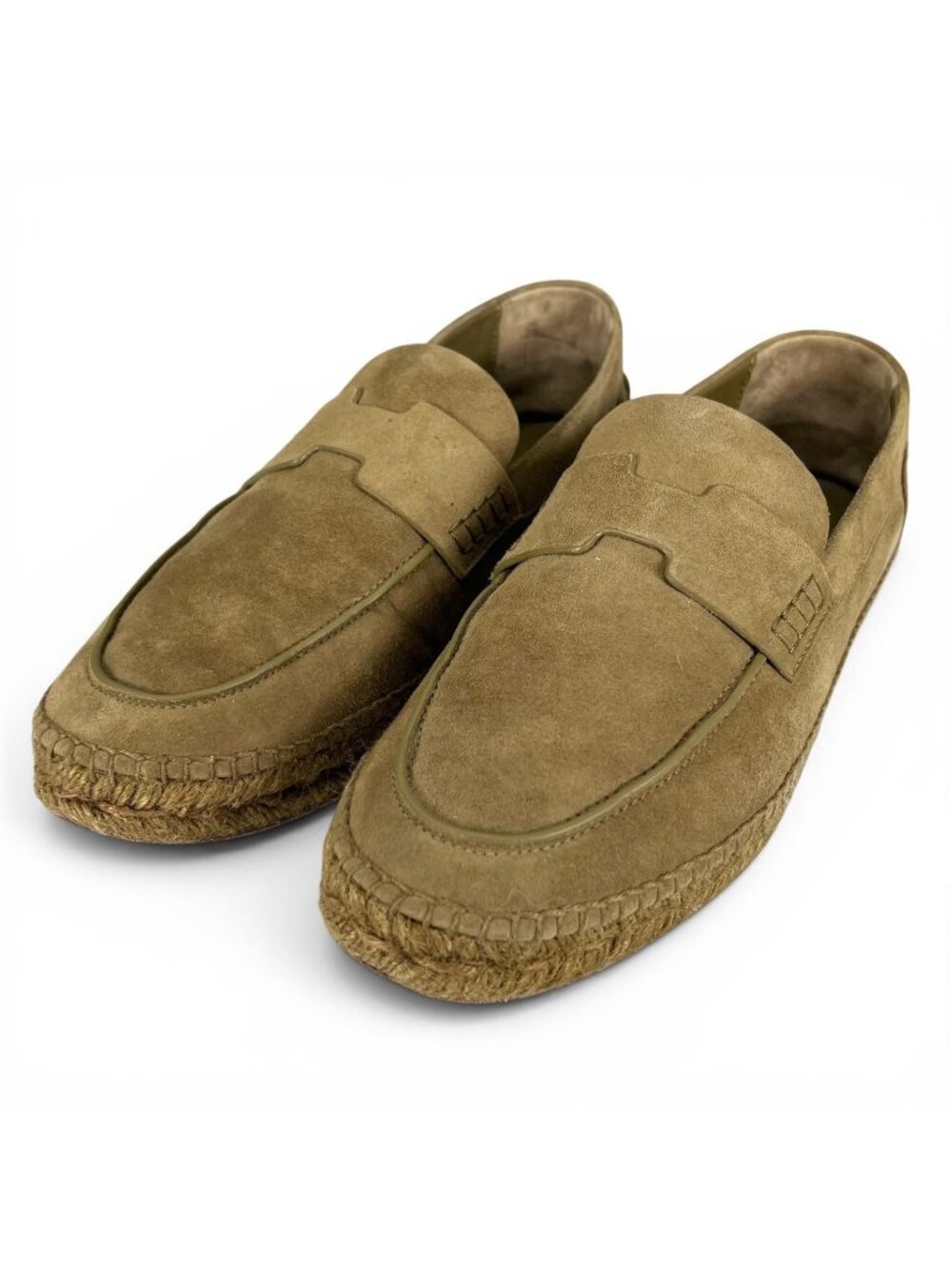 Hermes Trip Suede Leather H Logo Espadrilles Slip-on Khaki